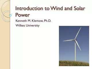 Introduction to Wind and Solar Power