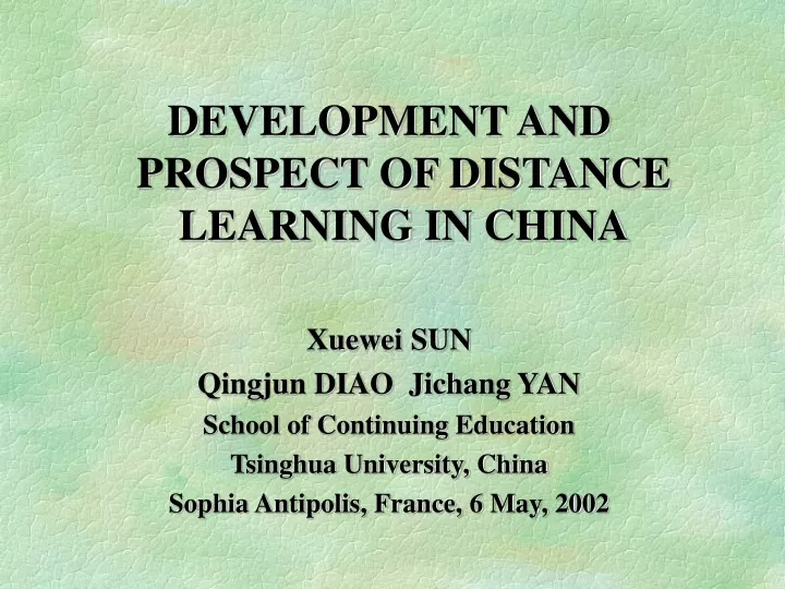 development and prospect of distance learning