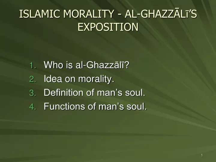islamic morality al ghazz l s exposition