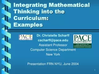 Integrating Mathematical Thinking into the Curriculum: Examples