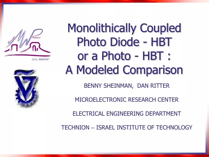 monolithically coupled photo diode hbt or a photo hbt a modeled comparison