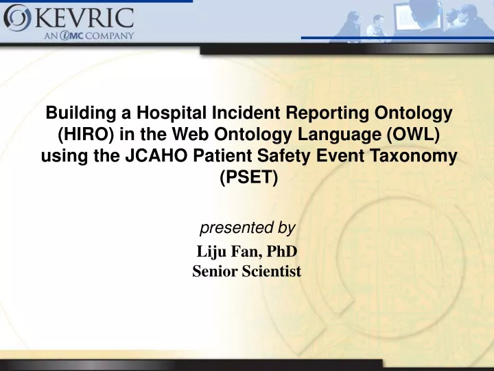 building a hospital incident reporting ontology