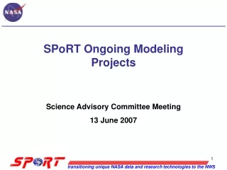 SPoRT Ongoing Modeling Projects