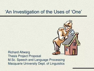 ‘An Investigation of the Uses of ‘One’
