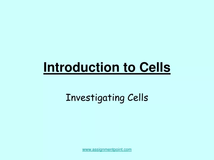 introduction to cells