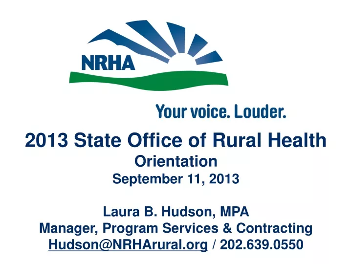 2013 state office of rural health orientation