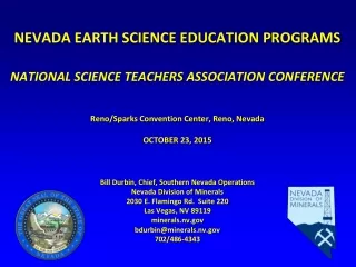 NEVADA EARTH SCIENCE EDUCATION PROGRAMS NATIONAL SCIENCE TEACHERS ASSOCIATION CONFERENCE