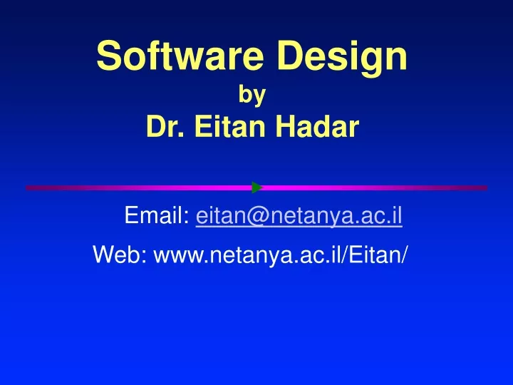 software design by dr eitan hadar
