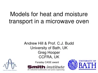 Models for heat and moisture transport in a microwave oven