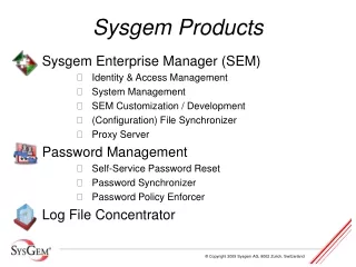 Sysgem Products