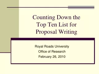 Counting Down the Top Ten List for Proposal Writing