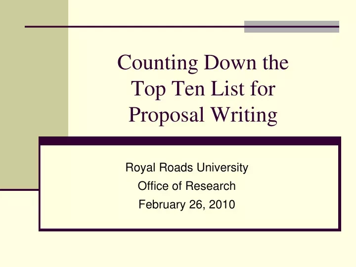 counting down the top ten list for proposal writing