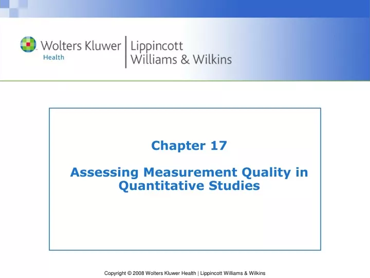 chapter 17 assessing measurement quality in quantitative studies