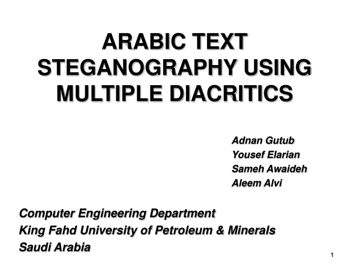 arabic text steganography using multiple diacritics