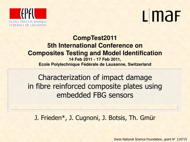 characterization of impact damage in fibre reinforced composite plates using embedded fbg sensors