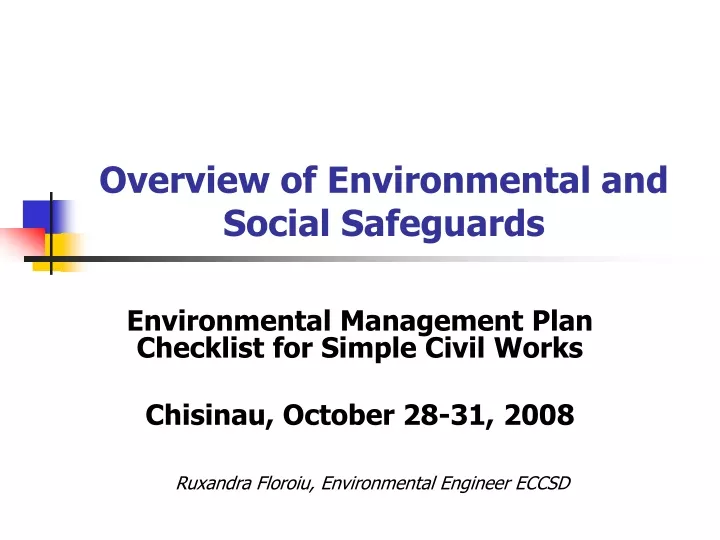 overview of environmental and social safeguards