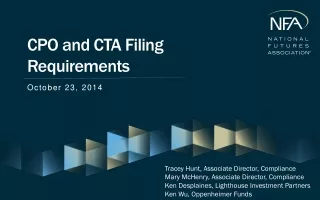 CPO and CTA Filing Requirements