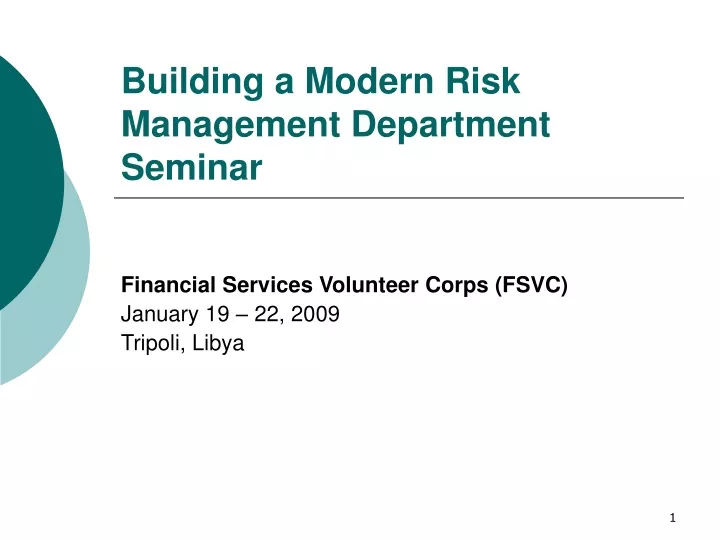 building a modern risk management department seminar