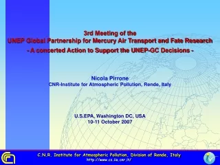 3rd Meeting of the  UNEP Global Partnership for Mercury Air Transport and Fate Research