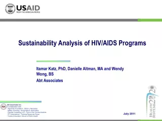 Sustainability Analysis of HIV/AIDS Programs