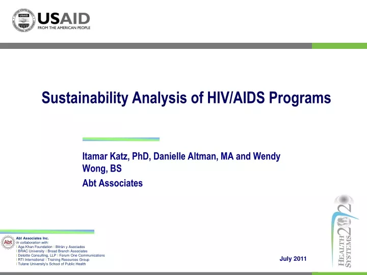 sustainability analysis of hiv aids programs