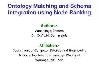 Ontology Matching and Schema Integration using Node Ranking