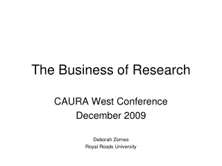 The Business of Research
