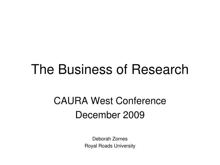 the business of research