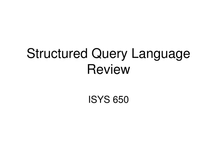 structured query language review