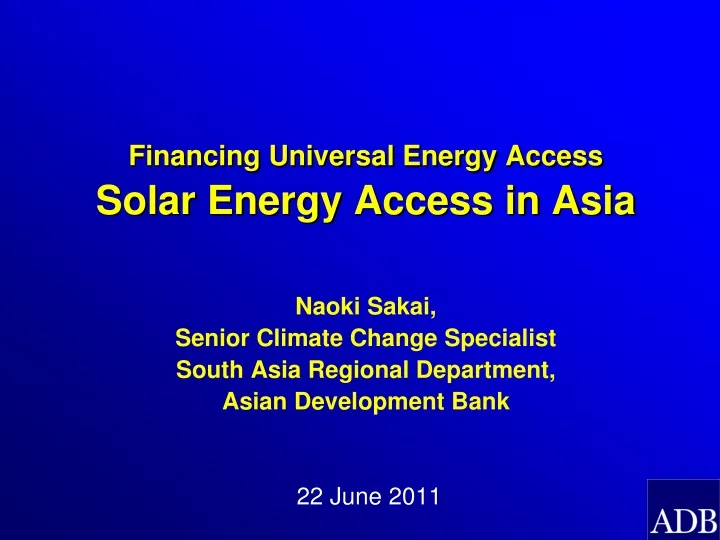 financing universal energy access solar energy