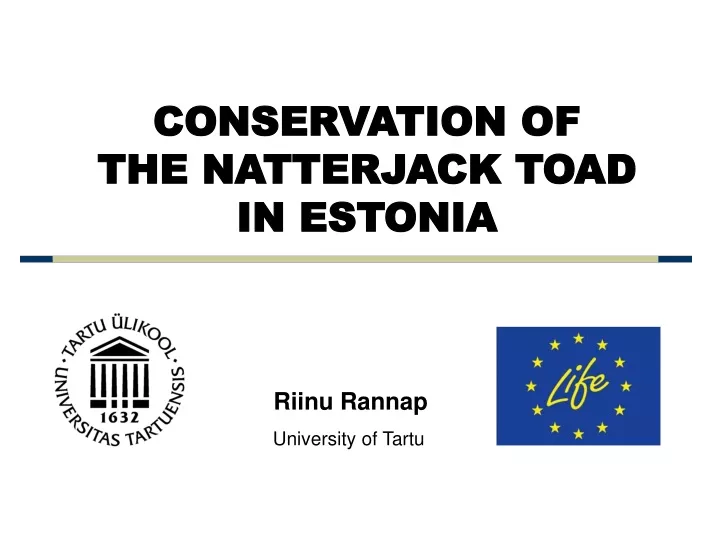 c onservation of the natterjack toad in estonia