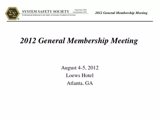 2012 General Membership Meeting