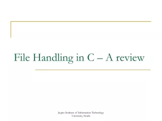File Handling in C – A review