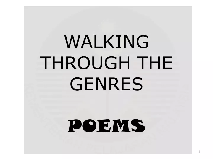 walking through the genres poems