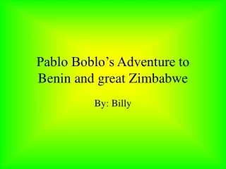 Pablo Boblo’s Adventure to Benin and great Zimbabwe