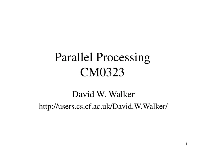parallel processing cm0323