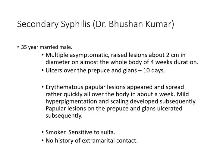 secondary syphilis dr bhushan kumar