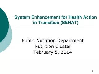 System Enhancement for Health Action in Transition (SEHAT)