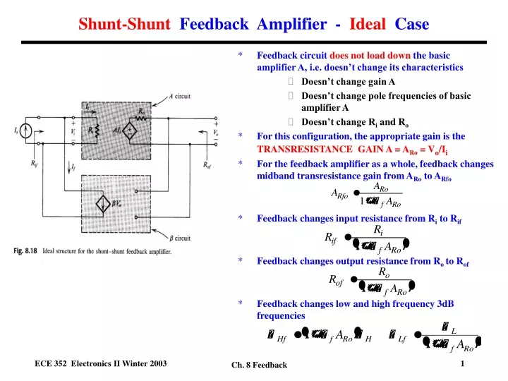 shunt shunt feedback amplifier ideal case