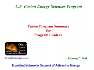 U.S. Fusion Energy Sciences Program