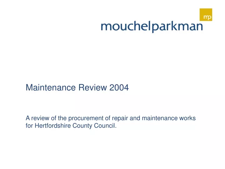 maintenance review 2004