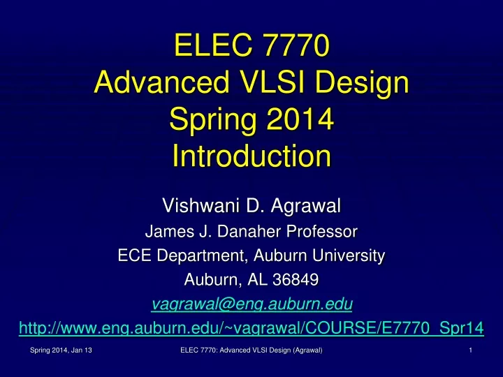 elec 7770 advanced vlsi design spring 2014 introduction