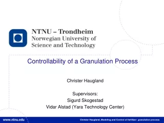 Christer Haugland, Modeling and Control of fertilizer  granulation process