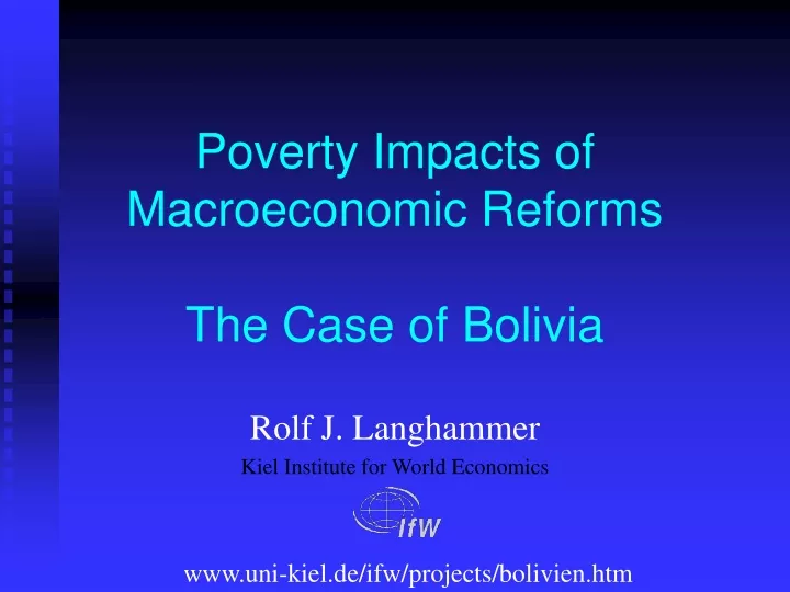 poverty impacts of macroeconomic reforms the case of bolivia