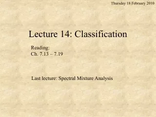 Lecture 14: Classification