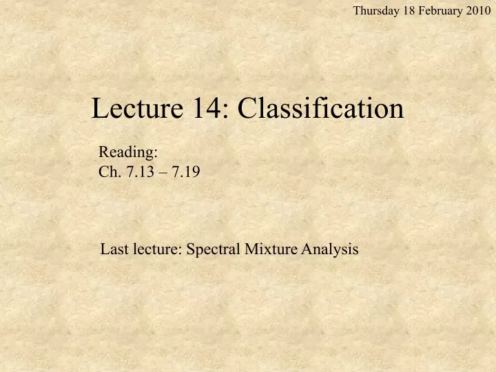 lecture 14 classification