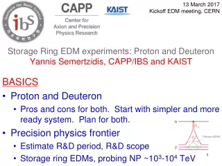 Storage Ring EDM experiments: Proton and Deuteron Yannis Semertzidis, CAPP/IBS and KAIST