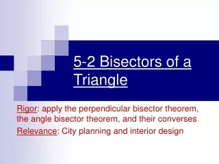 5-2 Bisectors of a Triangle