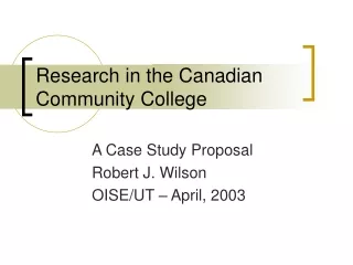 Research in the Canadian Community College