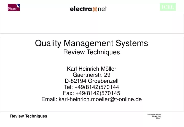quality management systems review techniques karl